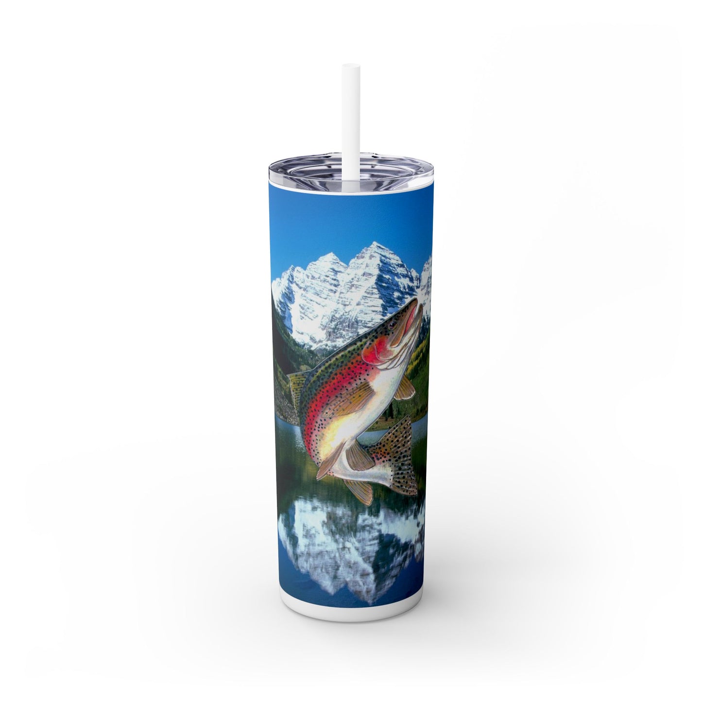 Rainbow Trout Lake. 20oz Skinny Tumbler with Straw