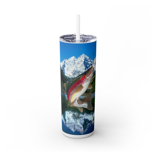 Rainbow Trout Lake. 20oz Skinny Tumbler with Straw