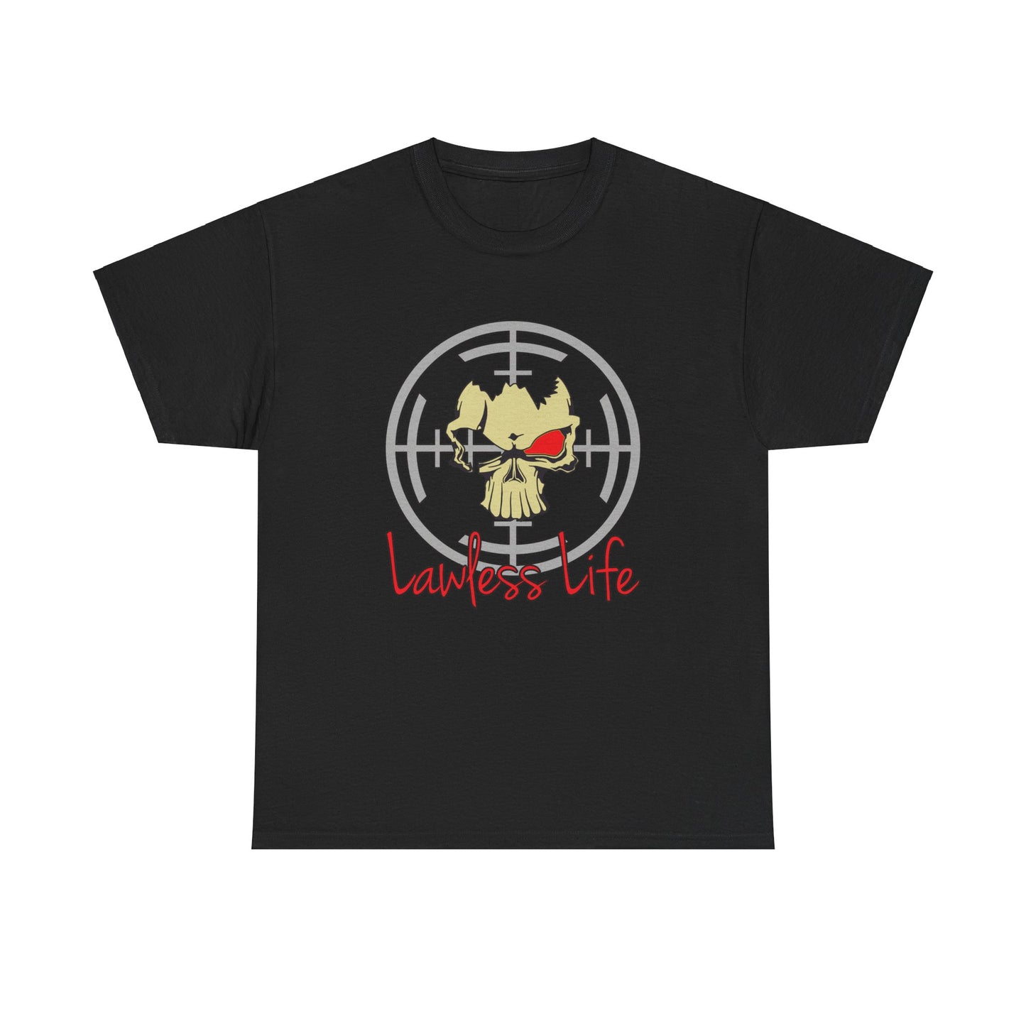 Lawless Life Skull Sight. Heavy Cotton T-Shirt