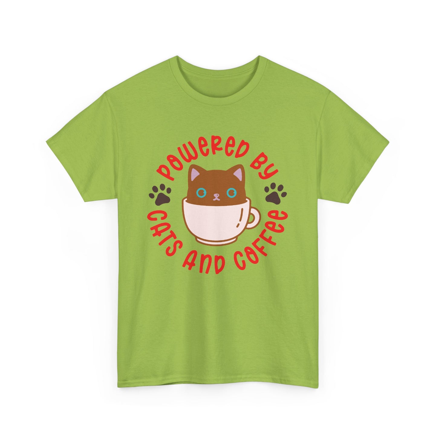 Powered by Cats and Coffee. Heavy Cotton T-Shirt