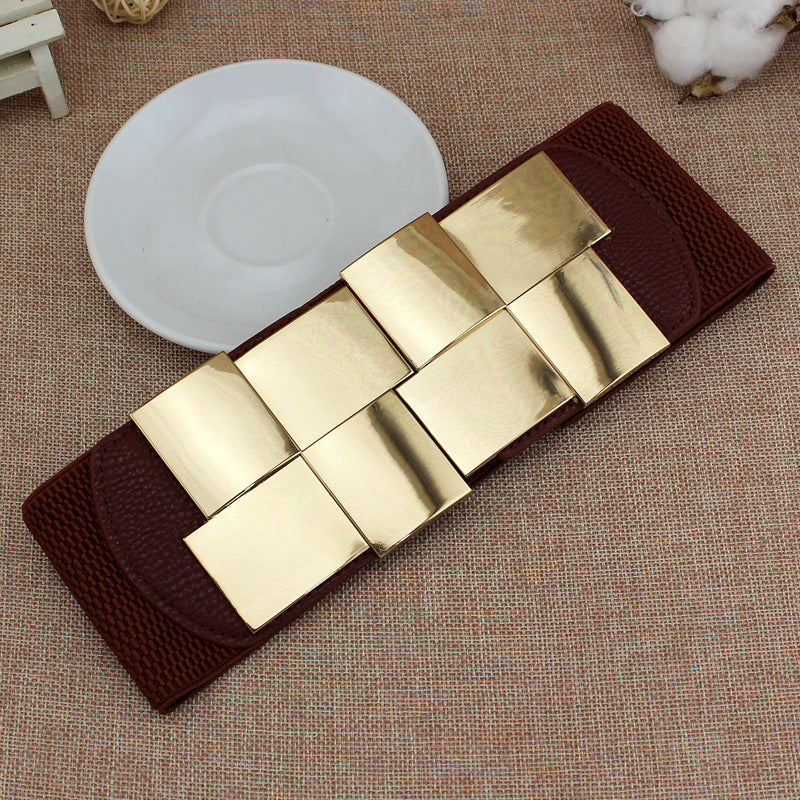 Metal Buckle Elastic Waistband Belt