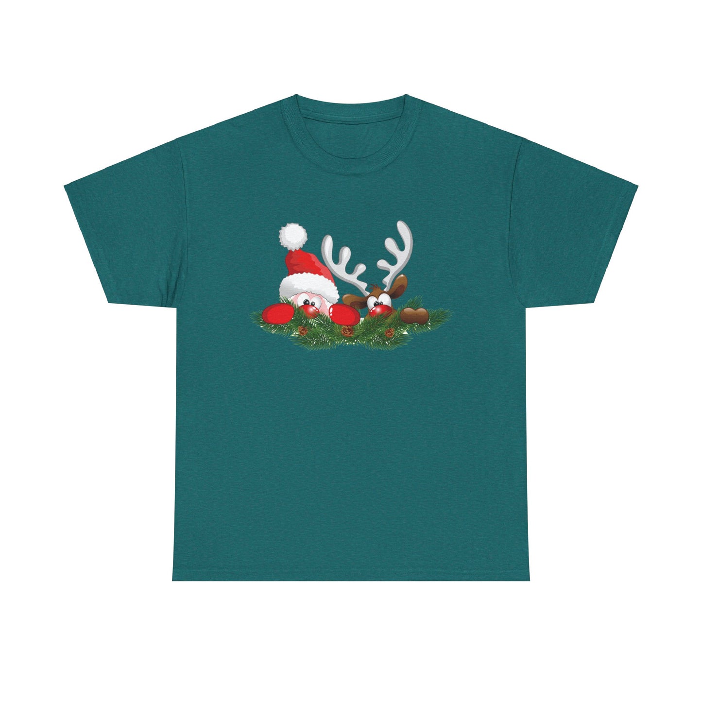 Peeking Santa. Heavy Cotton T-Shirt