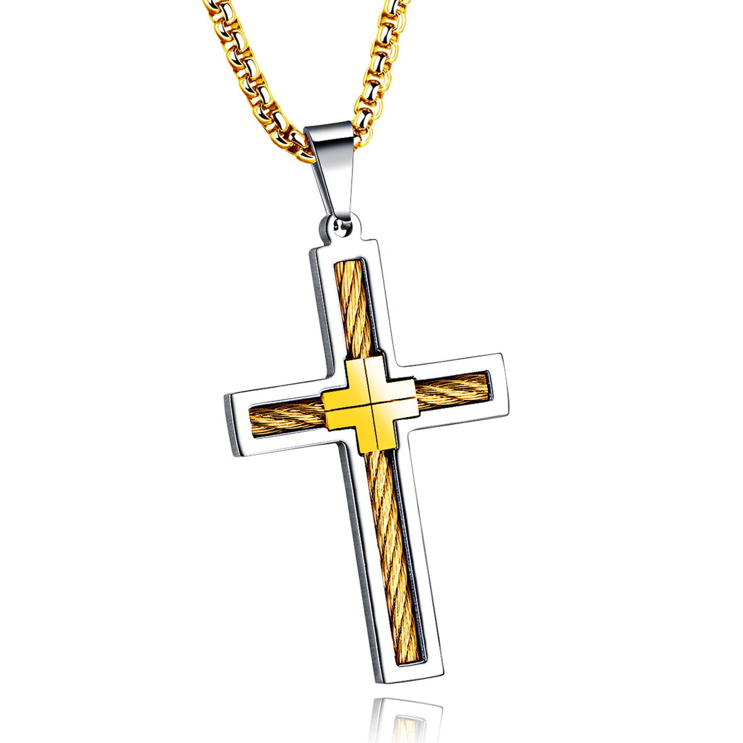 Titanium Steel Wire Cross Necklace