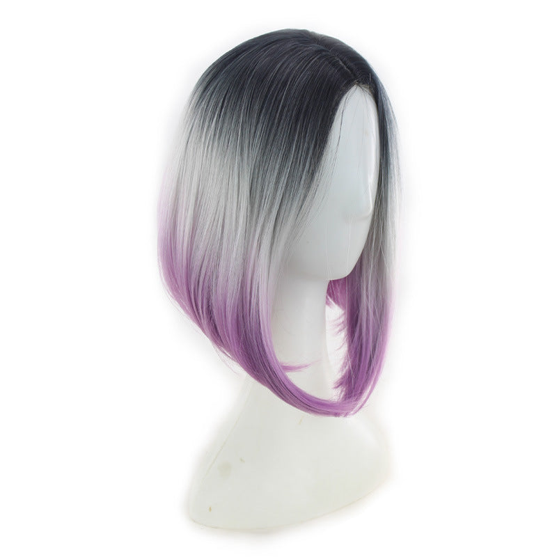 Three-color gradient mid-center  wig