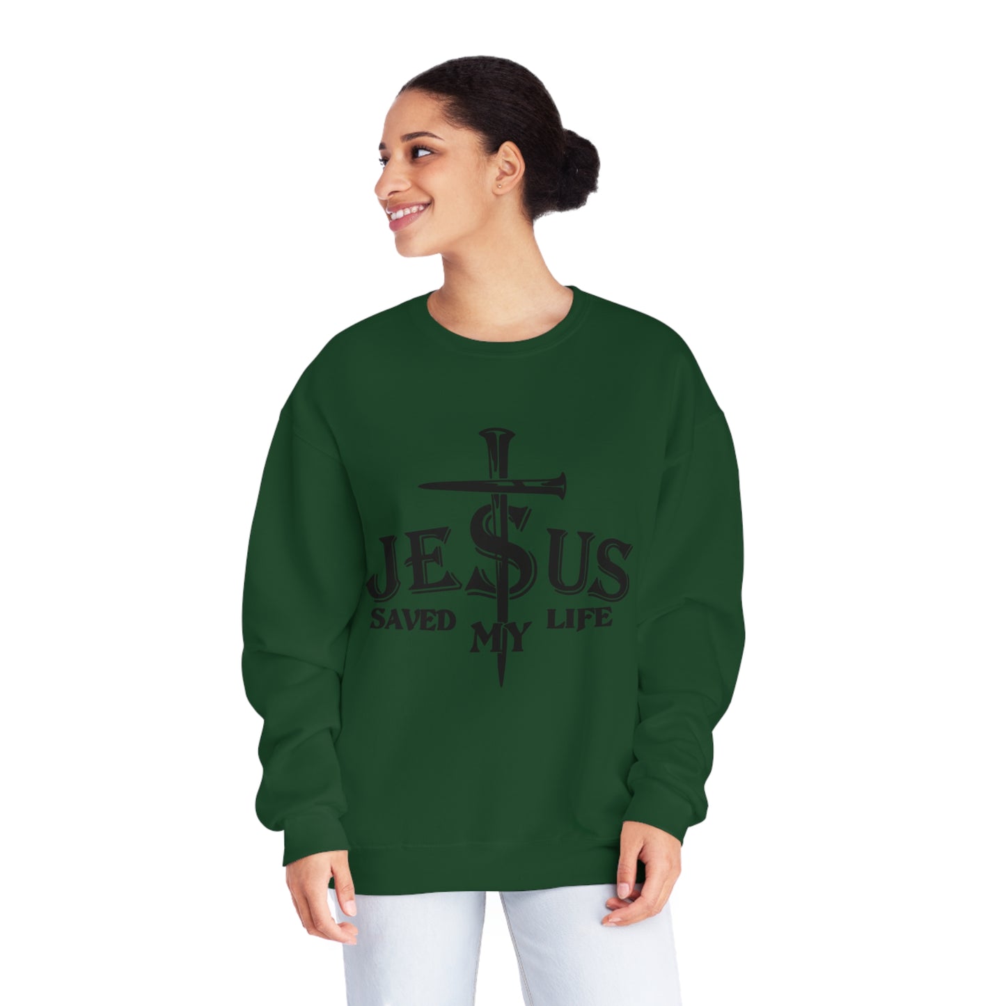 Jesus Saved My Life, Unisex NuBlend® Crewneck Sweatshirt