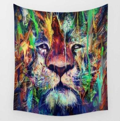 Colorful Lion tapestry wall hanging