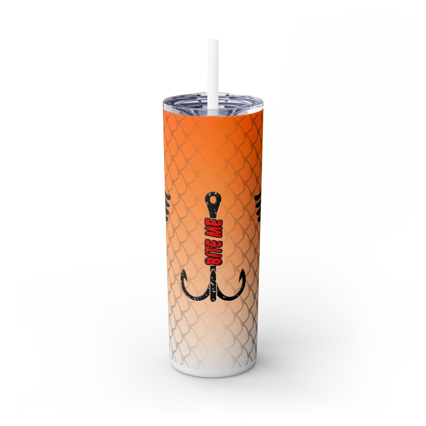 Bite Me Fish Hook. 20oz Skinny Tumbler with Straw