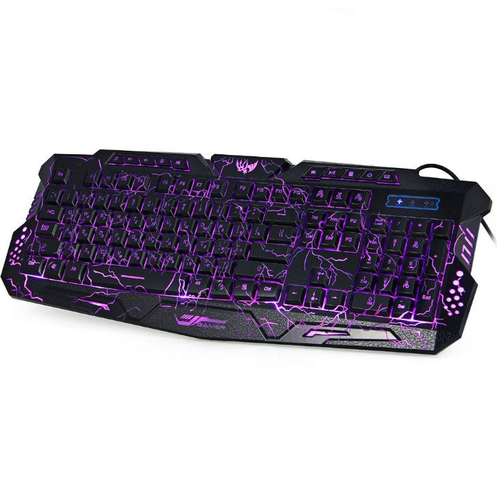 Tricolor backlight wired gaming keyboard set