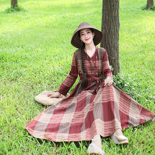 Cotton And Linen Mid-length Dress