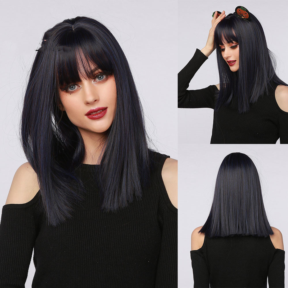 Multicolor Qi Bangs Medium Length Straight Hair