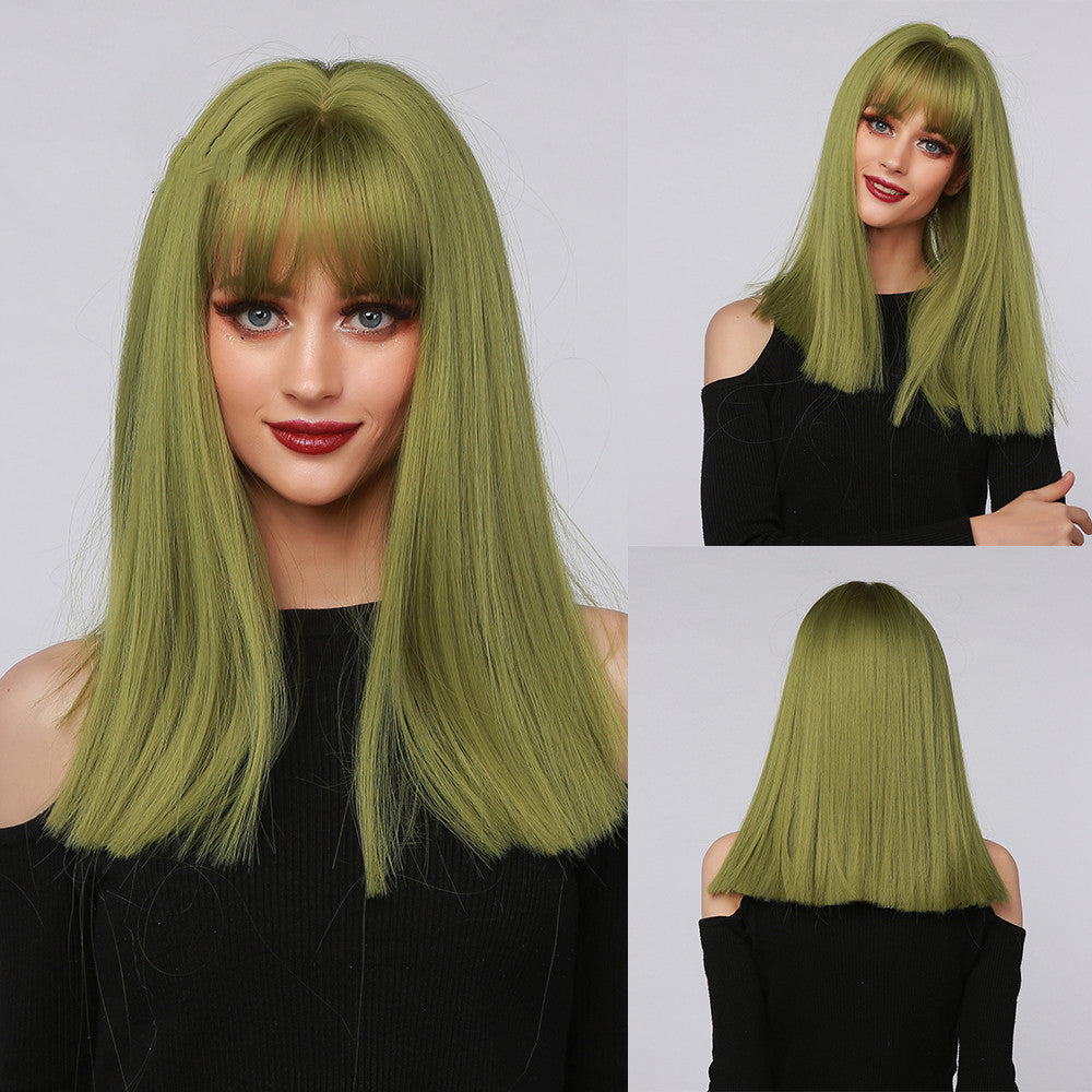 Multicolor Qi Bangs Medium Length Straight Hair