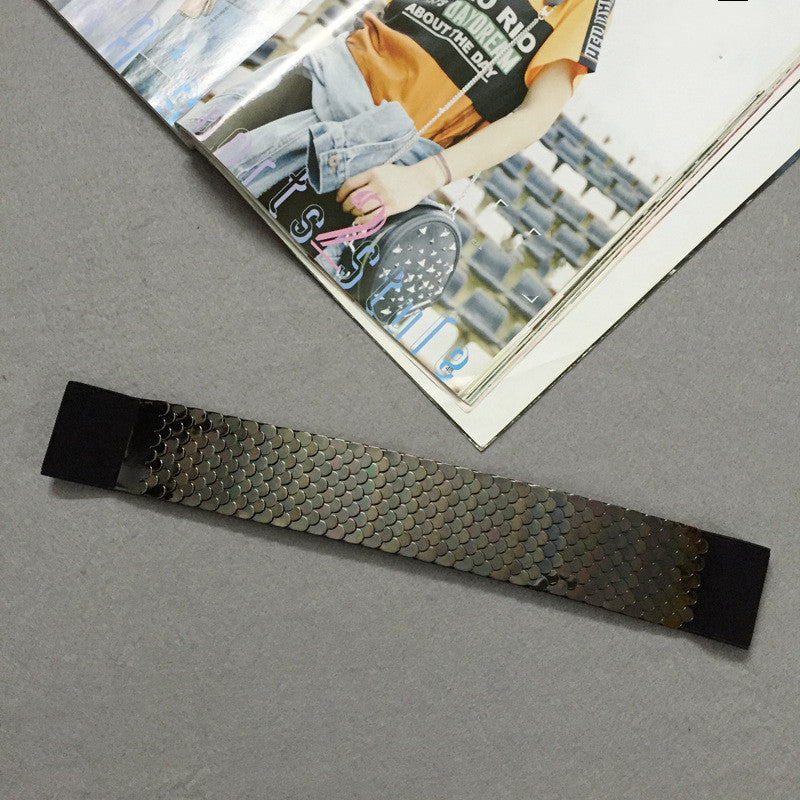 Metal Decorative Scales Stitching Belt