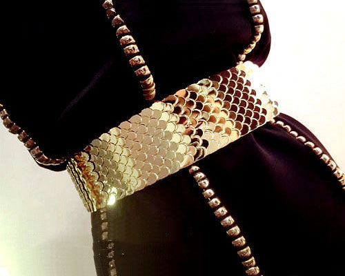 Metal Decorative Scales Stitching Belt