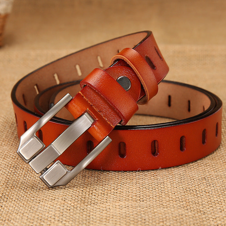 Vintage Pin Buckle Cowhide Belt