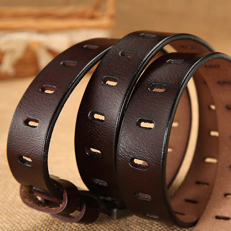 Vintage Pin Buckle Cowhide Belt