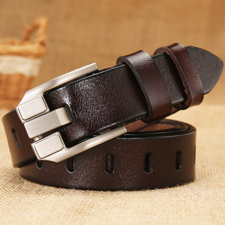 Vintage Pin Buckle Cowhide Belt