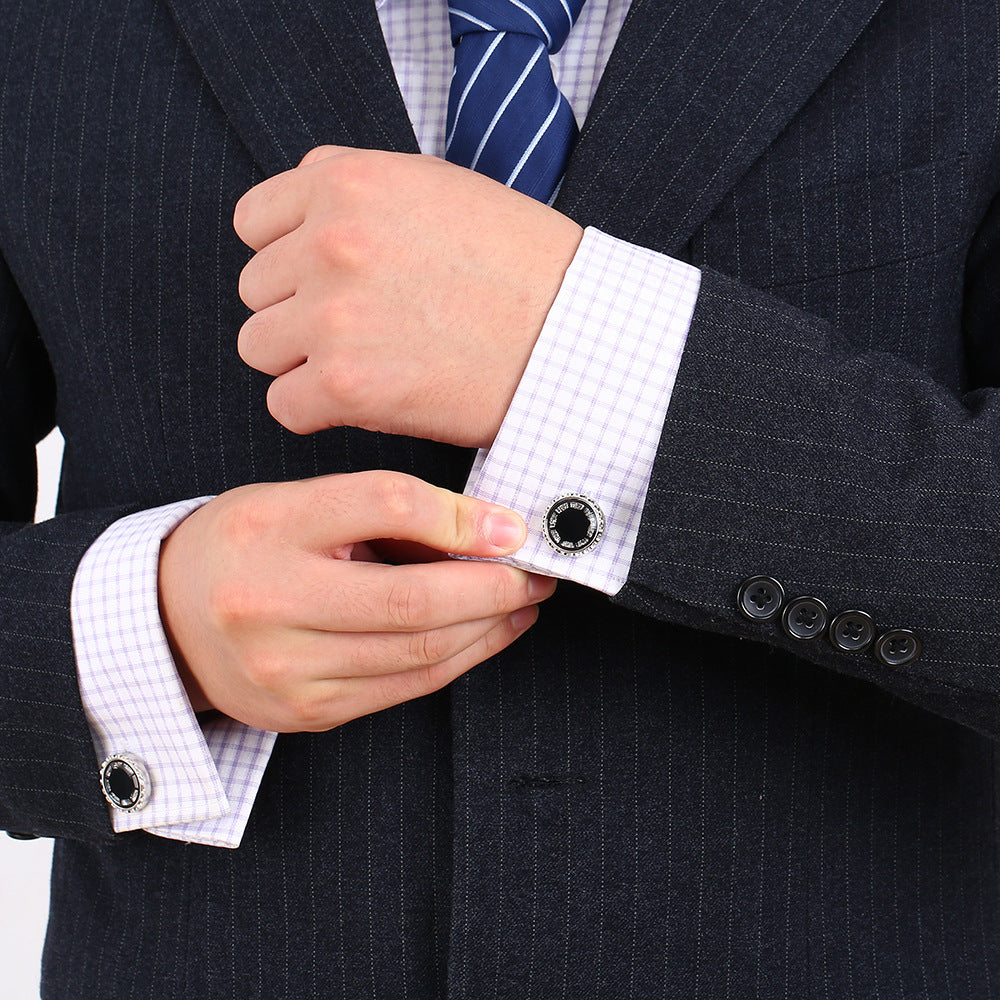 Round Inset French Formal Cufflinks