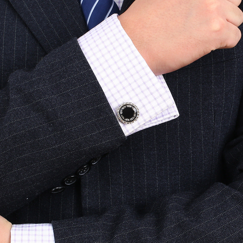 Round Inset French Formal Cufflinks