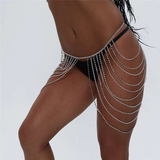 Rhinestone Multilayer Tassel Body Chain