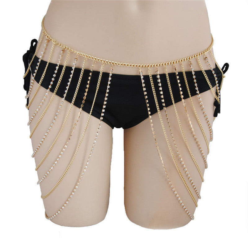 Rhinestone Multilayer Tassel Body Chain