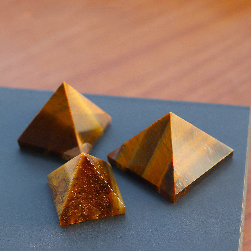 Natural Yellow Tiger Eye Stone Pyramid Decoration