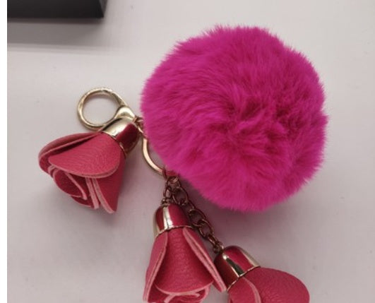 Rose Pompom Keychain