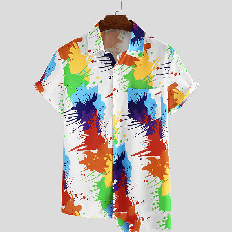 Rainbow Paint Button Shirt