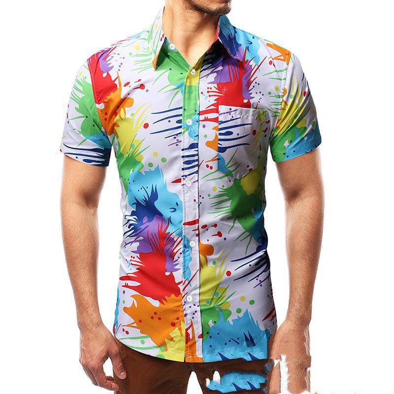 Rainbow Paint Button Shirt