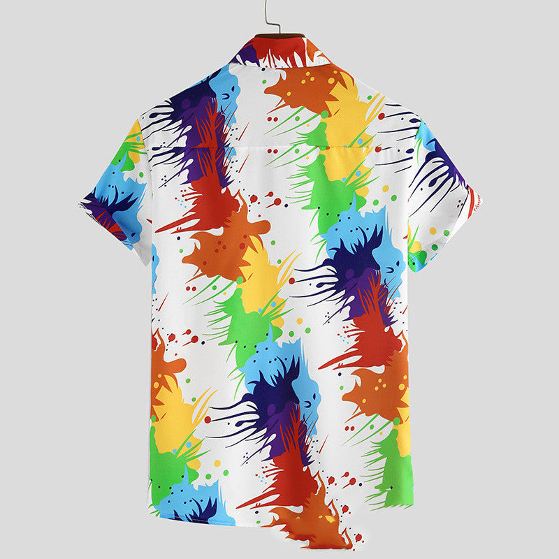 Rainbow Paint Button Shirt