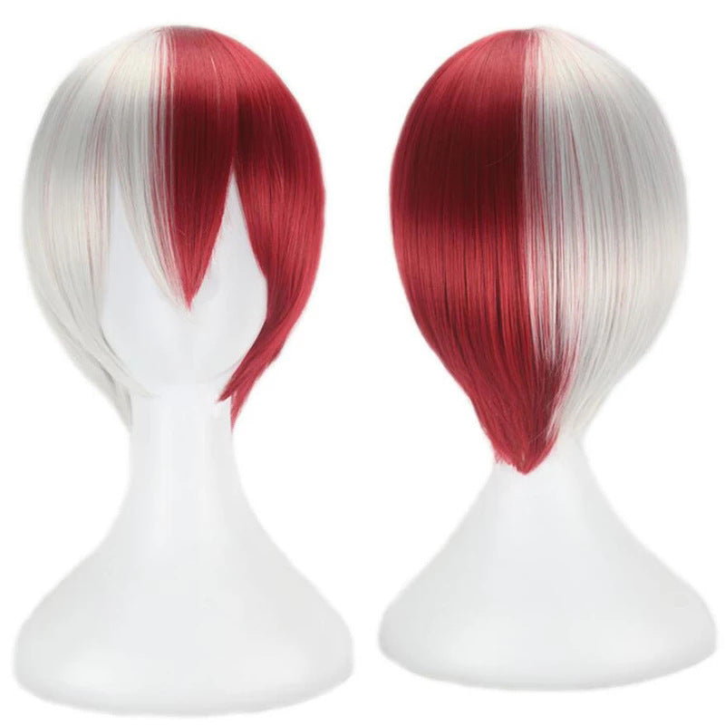 Hero Academia Boom Frozen Red and White Short Hair Style Cos Wig