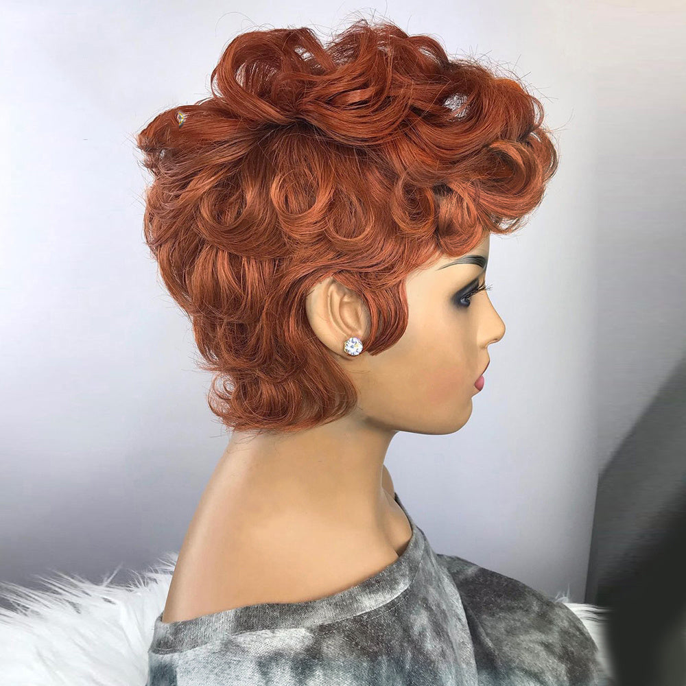 Orange Short Curly Hair Fluffy Chemical Fiber Headgear