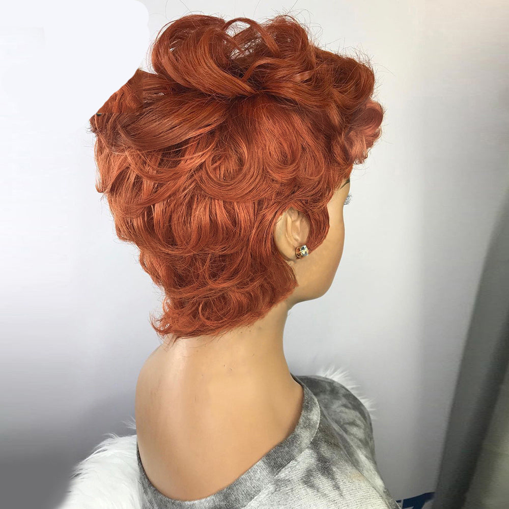 Orange Short Curly Hair Fluffy Chemical Fiber Headgear