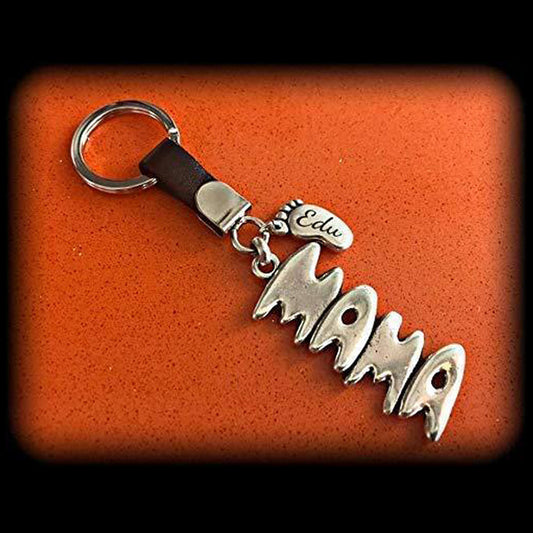 Mama/Papa leather keychain