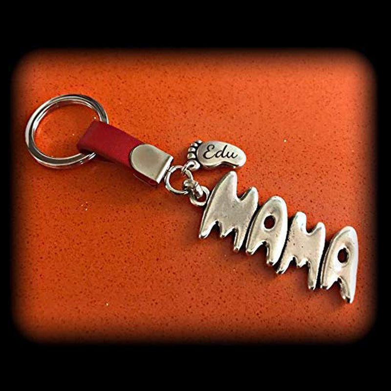 Mama/Papa leather keychain