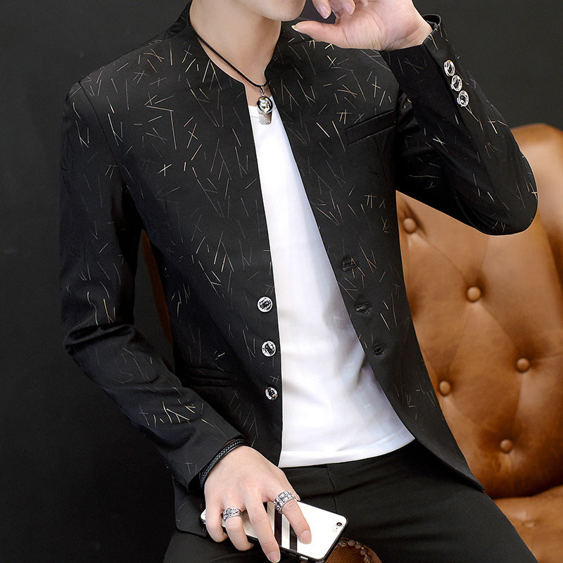 Slim-fit collar, tunic suit, casual suit jacket