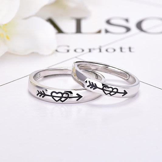 S925 Silver Heart-to-heart Couple Rings