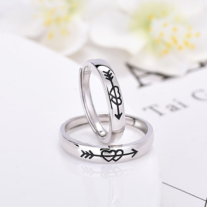 S925 Silver Heart-to-heart Couple Rings