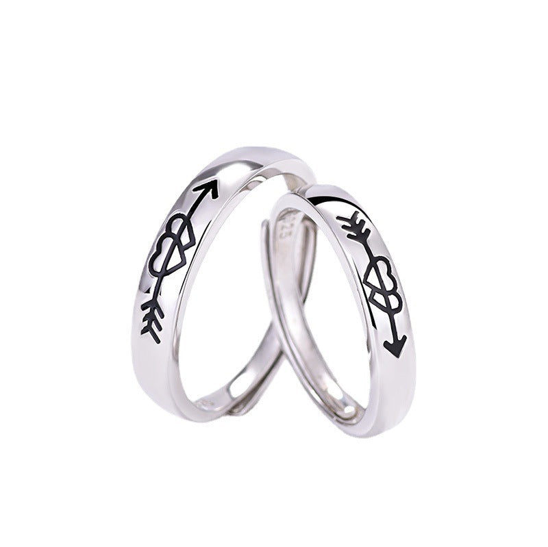 S925 Silver Heart-to-heart Couple Rings