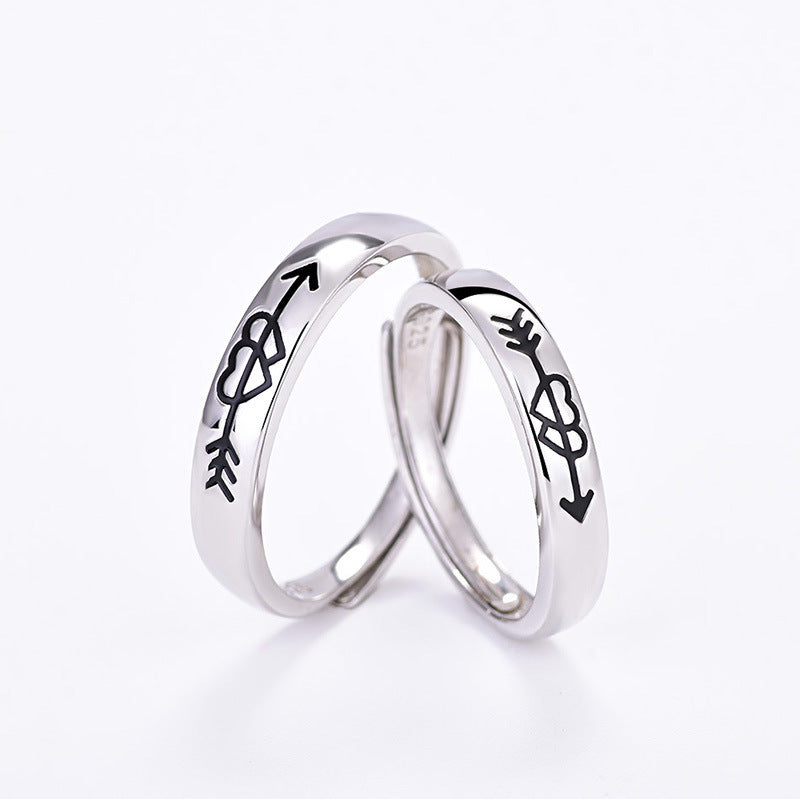 S925 Silver Heart-to-heart Couple Rings