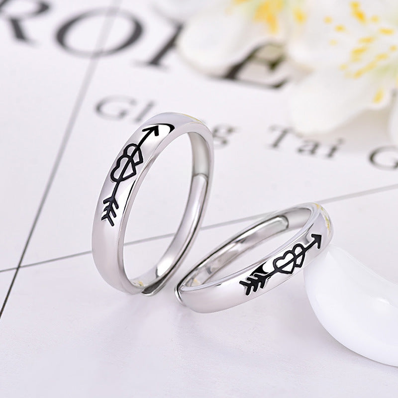 S925 Silver Heart-to-heart Couple Rings