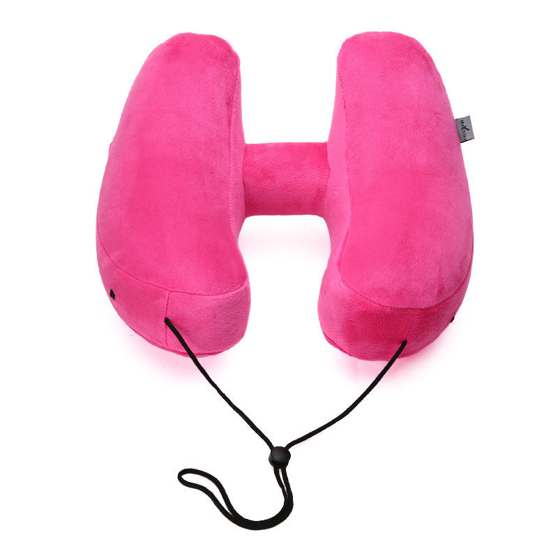 Hooded Travel Pillow H Shaped Inflatable Neck Pillow