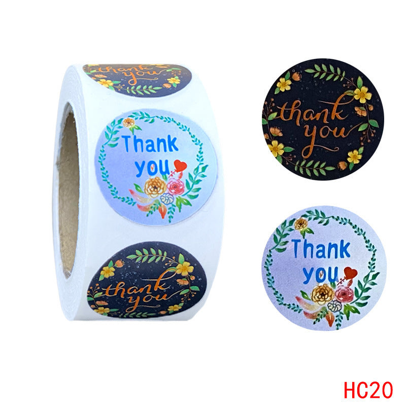 Round Flower Thank You Stickers