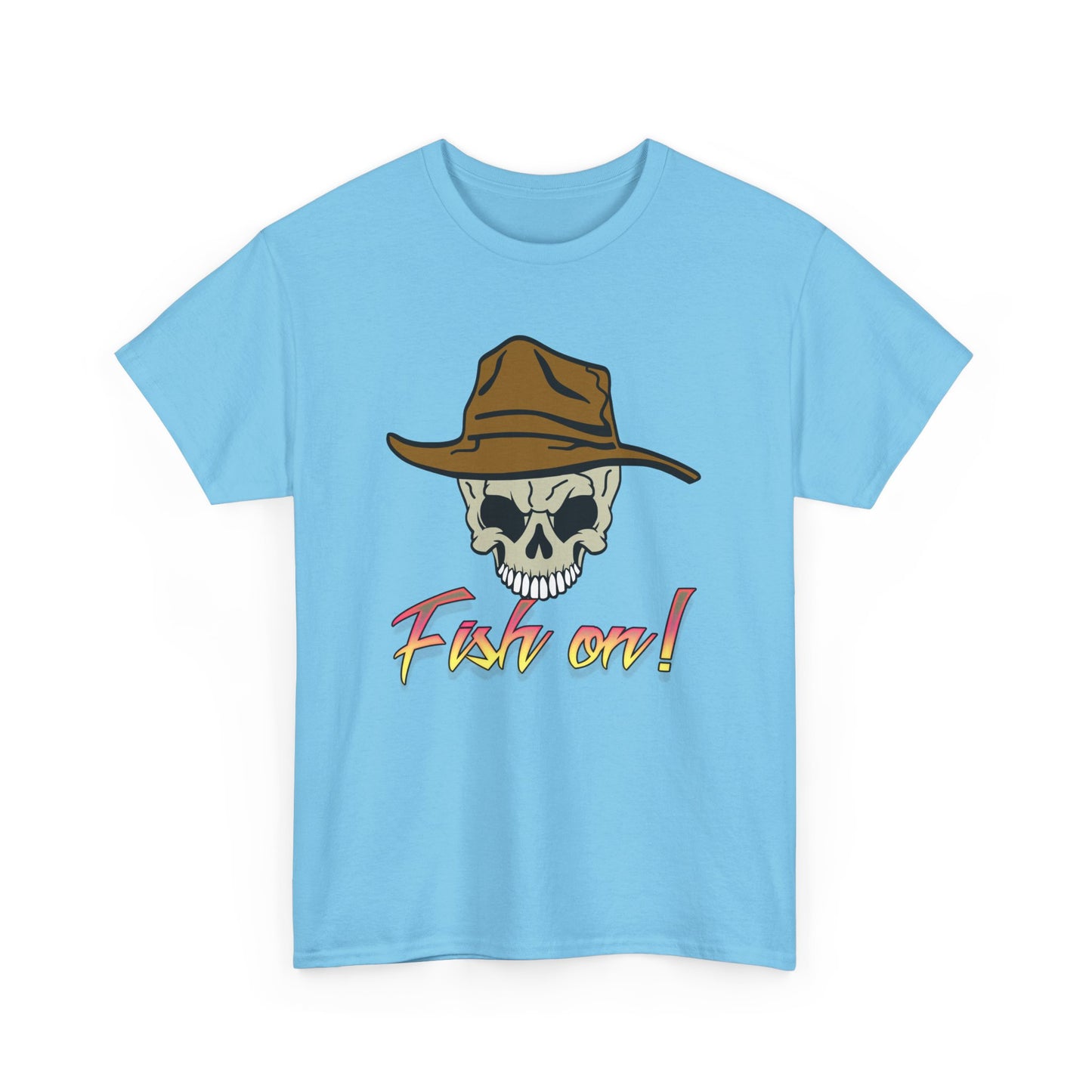 Fish on Skull. Heavy Cotton T-Shirt