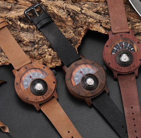 Multifunctional Compass Wood Watch