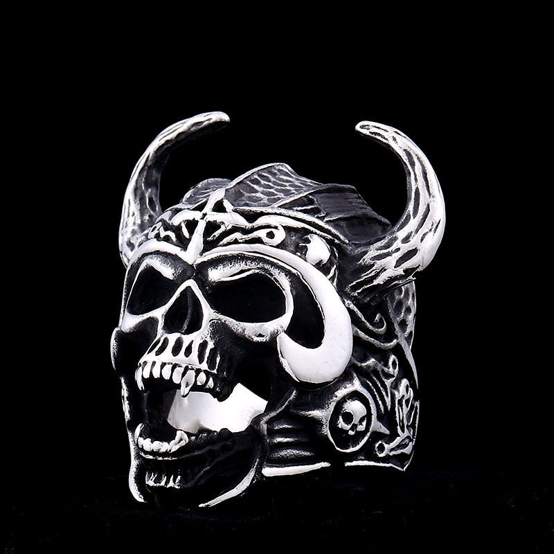 Stainless Steel Skull Warrior Ring