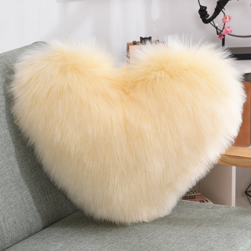 Heart Shape Long Plush Fluffy Pillow Covers