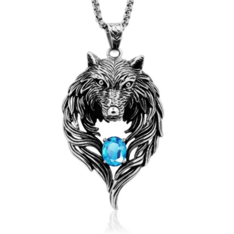 Stainless Steel Wolf Head Necklace.