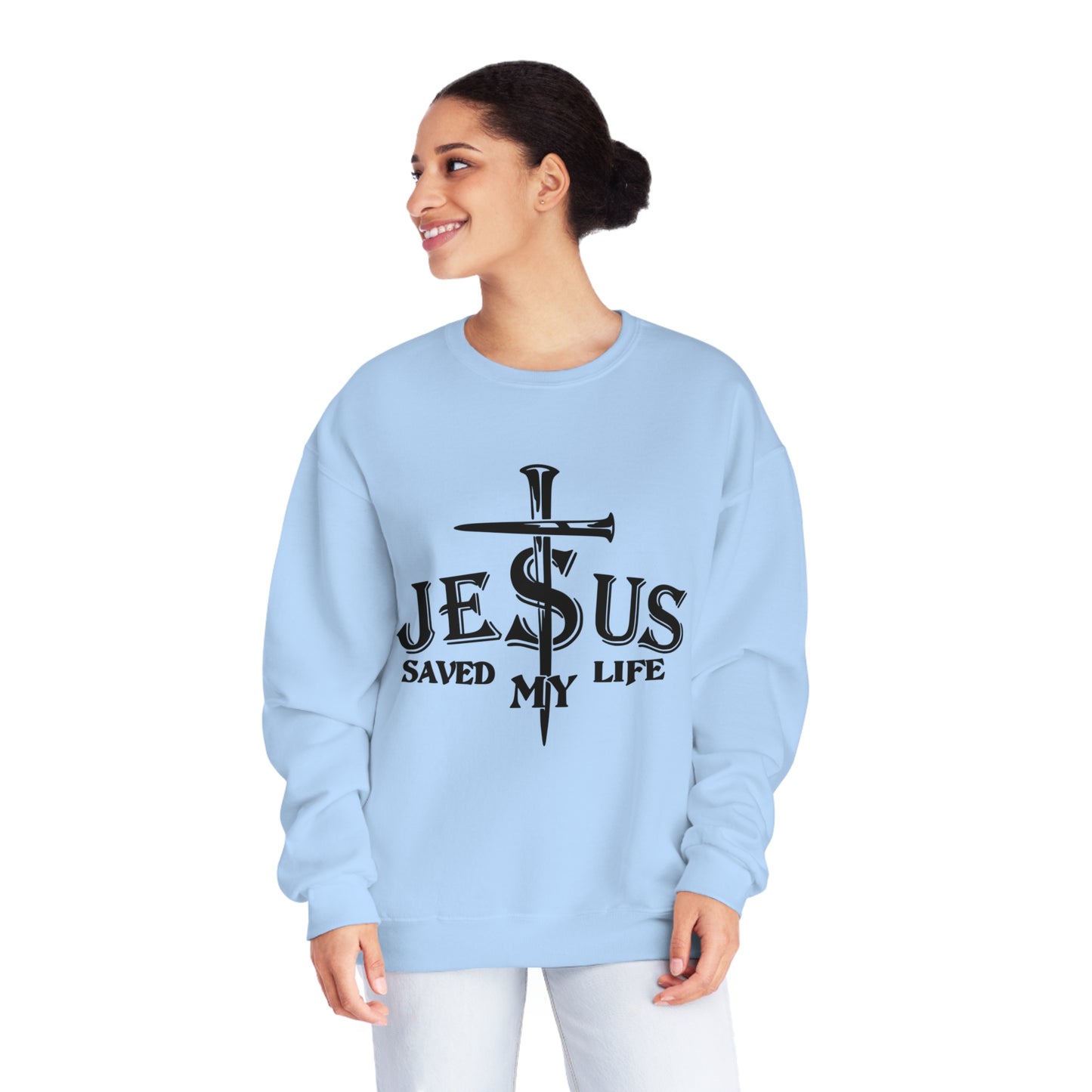 Jesus Saved My Life, Unisex NuBlend® Crewneck Sweatshirt