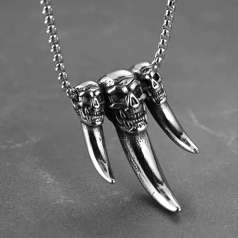 Skull's With Wolf Teeth Necklace.