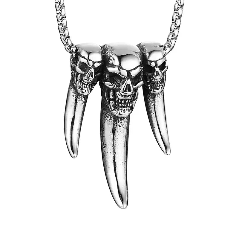 Skull's With Wolf Teeth Necklace.